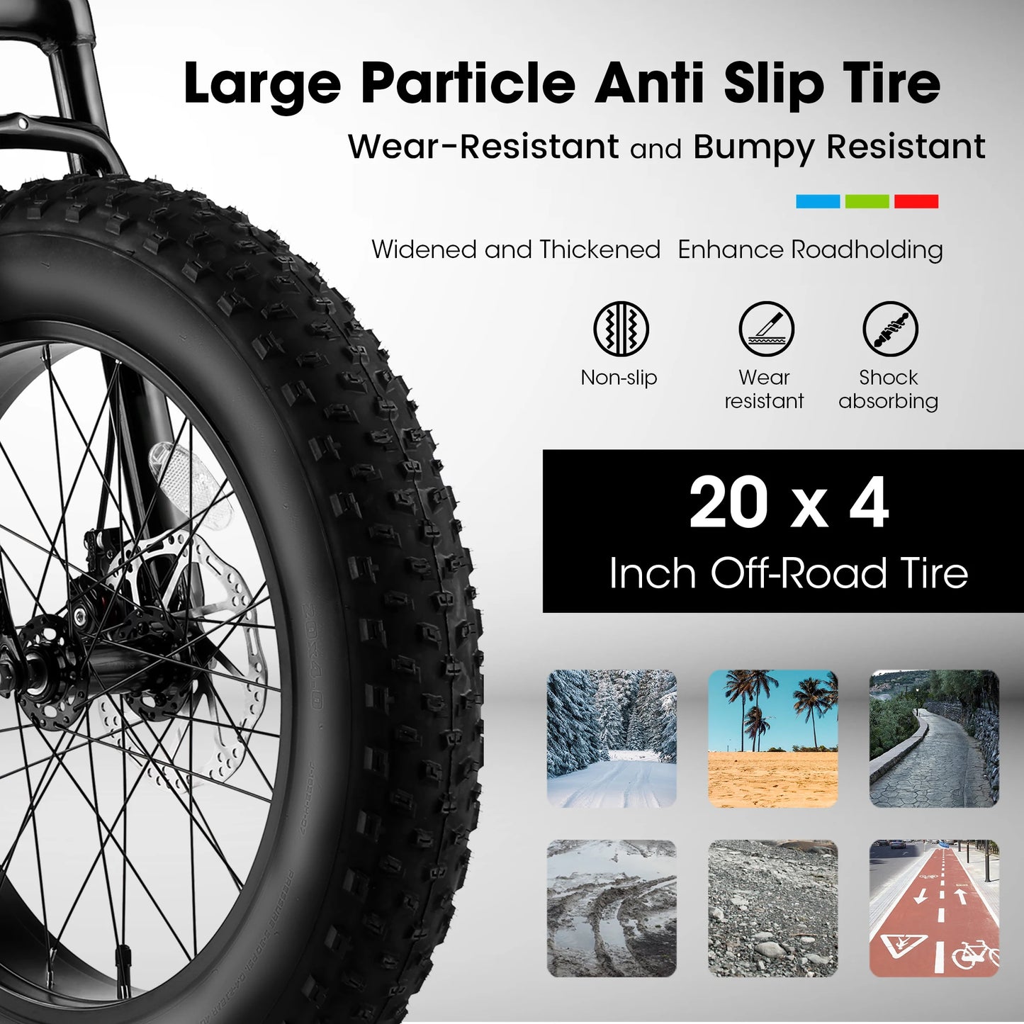 Ecarpat 20 Inch Kids Bike 4 Inch Wide Fat Tire Snow Mountain Bike 7 Speed for Boys Girls Children Steel Frame