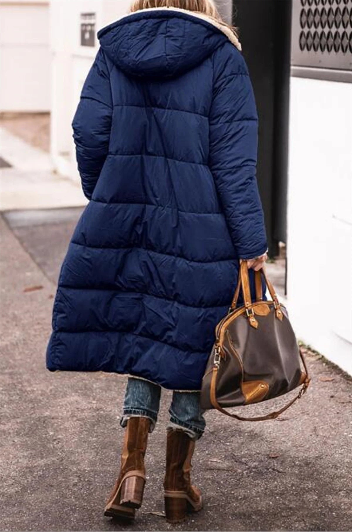 SDFBKCN Winter Hooded Quilted Reversible Women Puffer Coat
