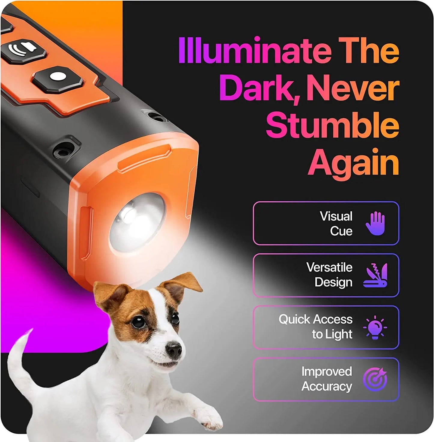 2023 Release Pet Dog Repeller Ultrasonic Dog Training Device Rechargeable Anti Dog Bark Deterrent With LED Flashlight