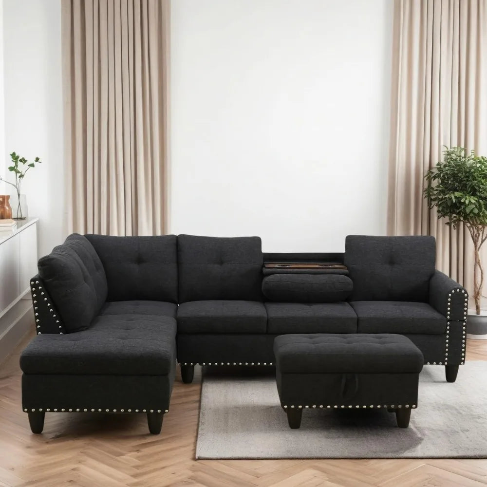 HUANHUICN L Shaped Modular Sectional Sofa With Storage