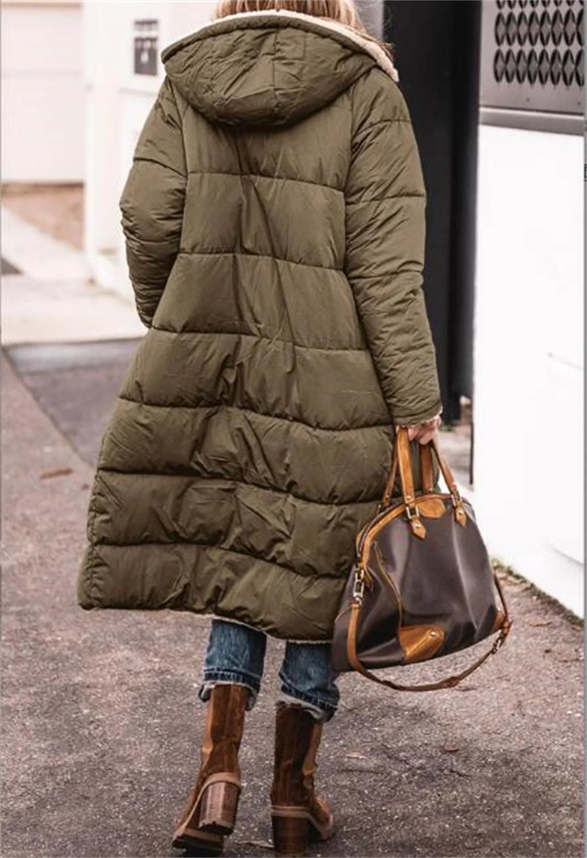 SDFBKCN Winter Hooded Quilted Reversible Women Puffer Coat