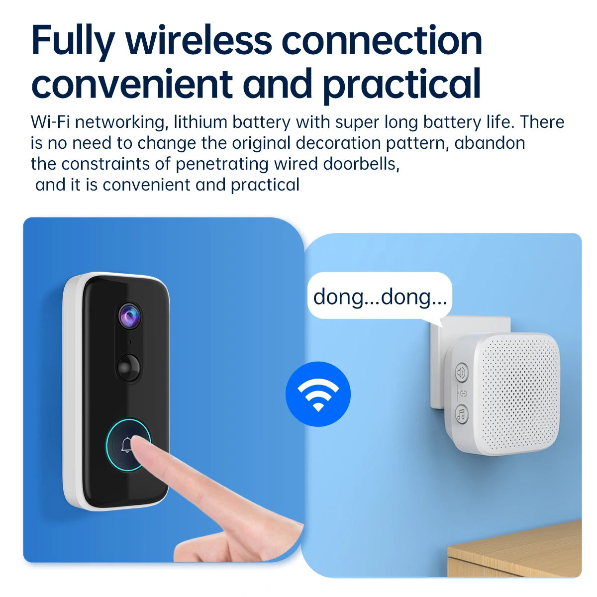 JOOAN 2K Intelligent WiFi Doorbell With Camera Smart Home WiFi Video Doorbell Outdoor Battery Powered Security Video Intercom