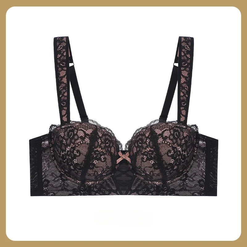 Lace Sexy Hot Bra Woman's Thin Top Up Bra Push-up Big Chest Revealing Small Bra Underwear 70-100 B C D E SWD9097