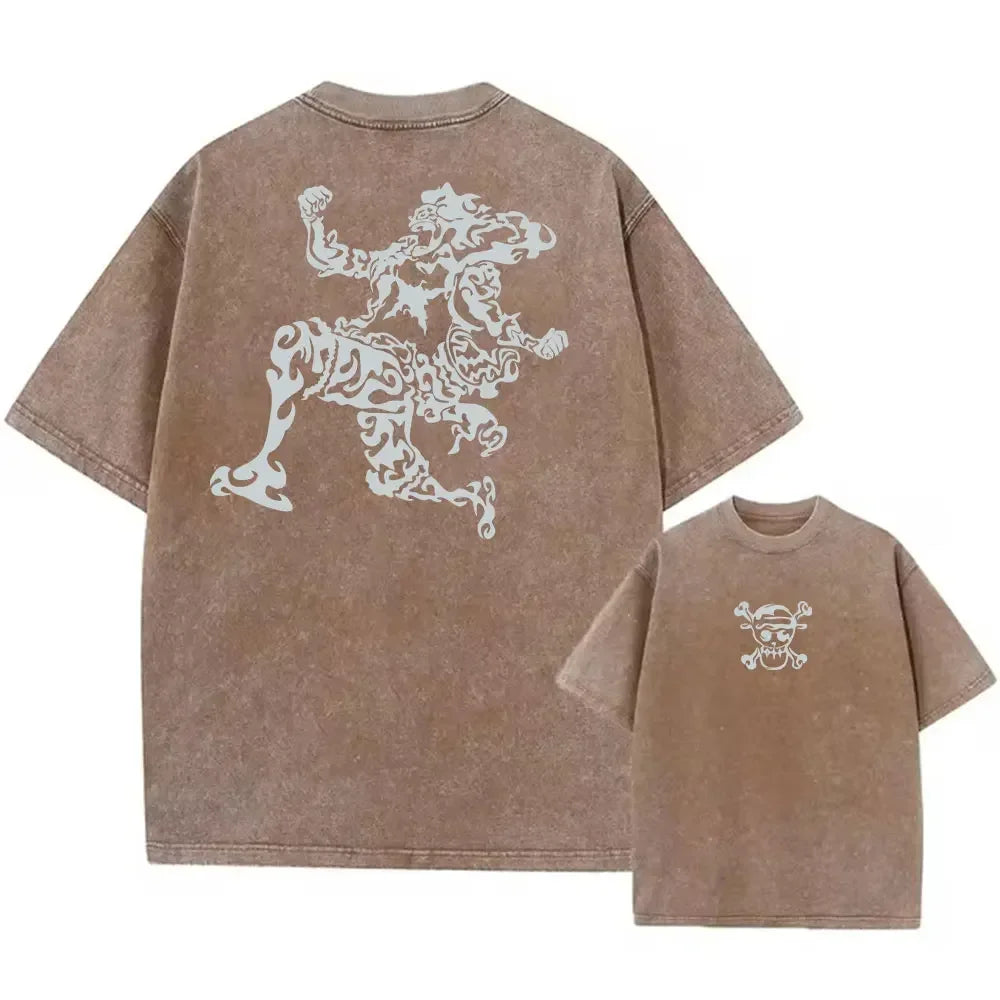 Hip Hop Men Streetwear T Shirt Retro Vintage Washed Tops