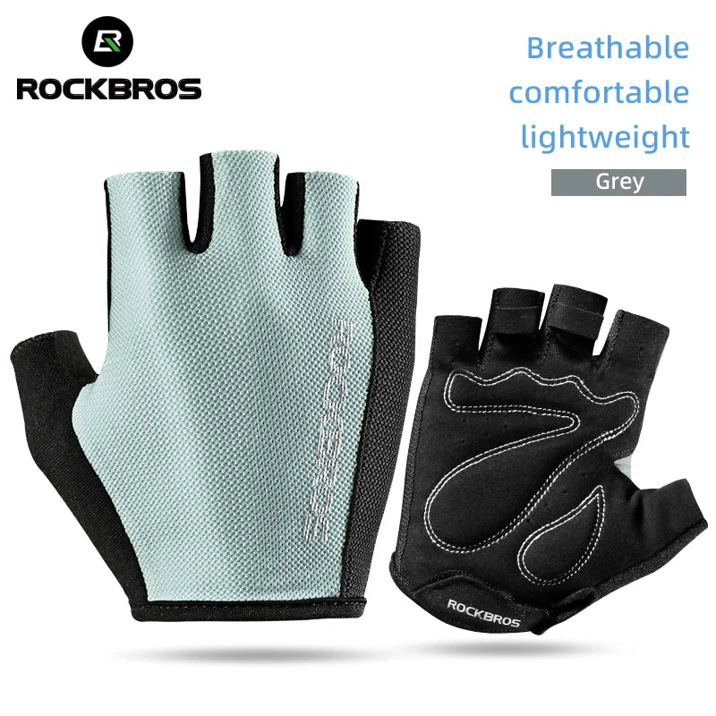 Rockbros Half Finger Bike Gloves Summer Breathable Anti Slip SBR Pad Shockproof MTB Road Bicycle Cycling Gloves