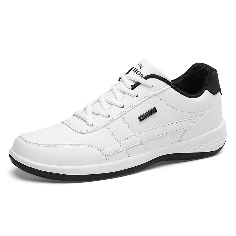 MaeDef Men's Waterproof Leather Sneakers Comfortable Lace Up Casual Footwear Vulcanized Shoes