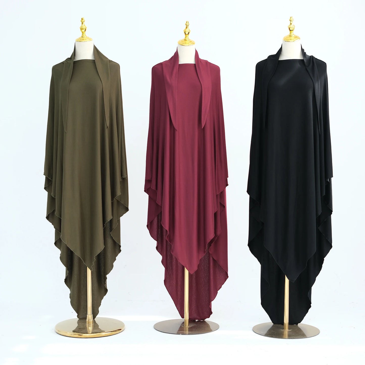 Jersey Cotton Khimar Long Hijab Scarf for Muslim Women Eid Djellaba Ramadan Prayer Garment Burqa Niqab Abaya Robe