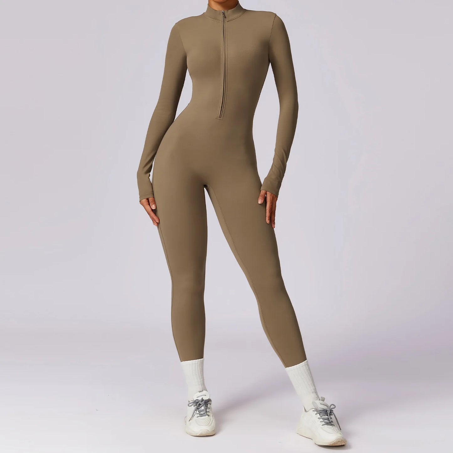 Winter Autumn Women's One Piece Yoga Jumpsuit Solid Polyester Spandex