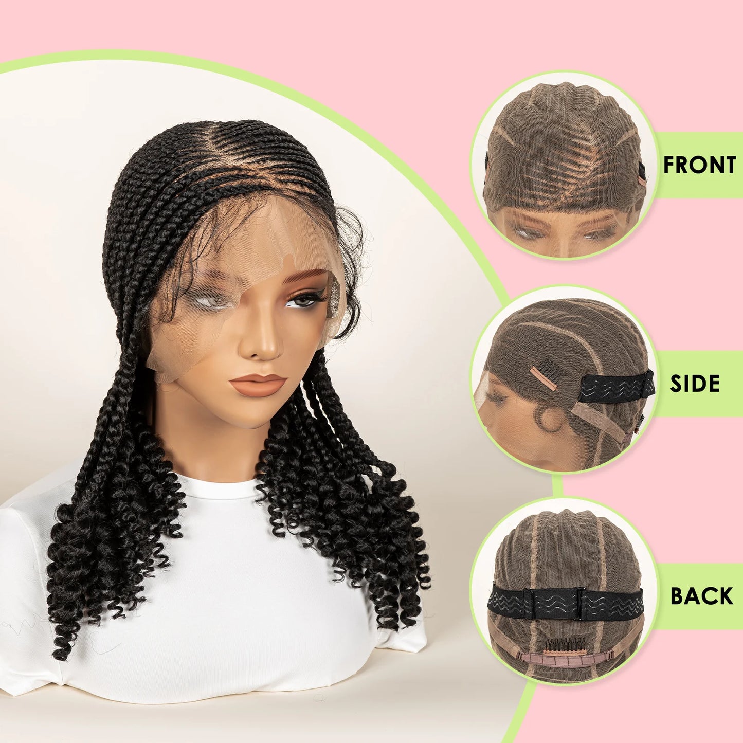 Synthetic Cornrow Braided Wigs for Women 14 Inch Full Lace Braids Wig Short Black Knotless Wig 2025 New Hairstyle