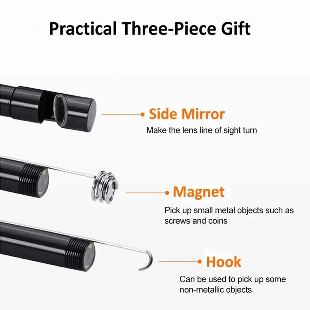 7 Millimeter Type C Endoscope Camera IP67 Waterproof Six LEDs Adjustable USB Android Flexible Inspection Borescope Cameras for Phone and PC