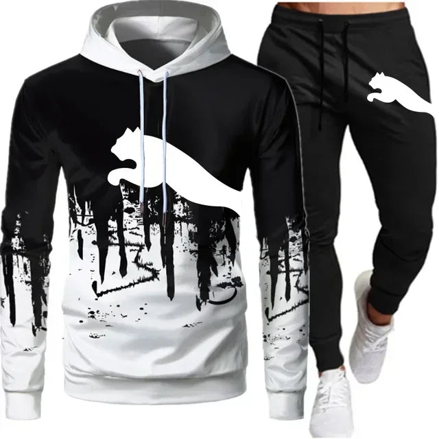 2024 Men and Women Fashion Casual Trend Sweater Set Outdoor Sports Printing Pattern Two-Piece Set Size S to 3XL