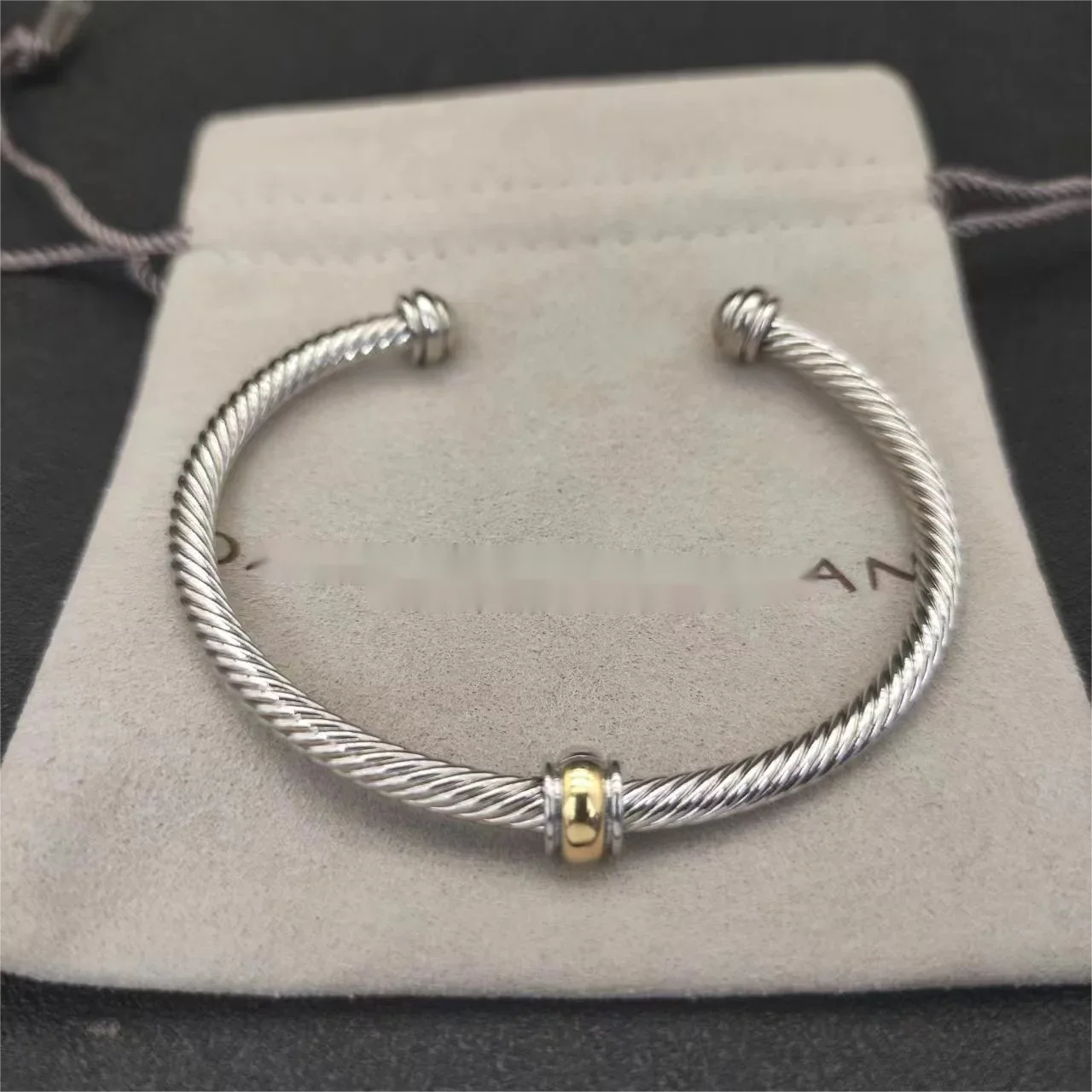 High Quality Fashion 925 Silver DY Star Cuff Bracelet for Women with Zircon Stone
