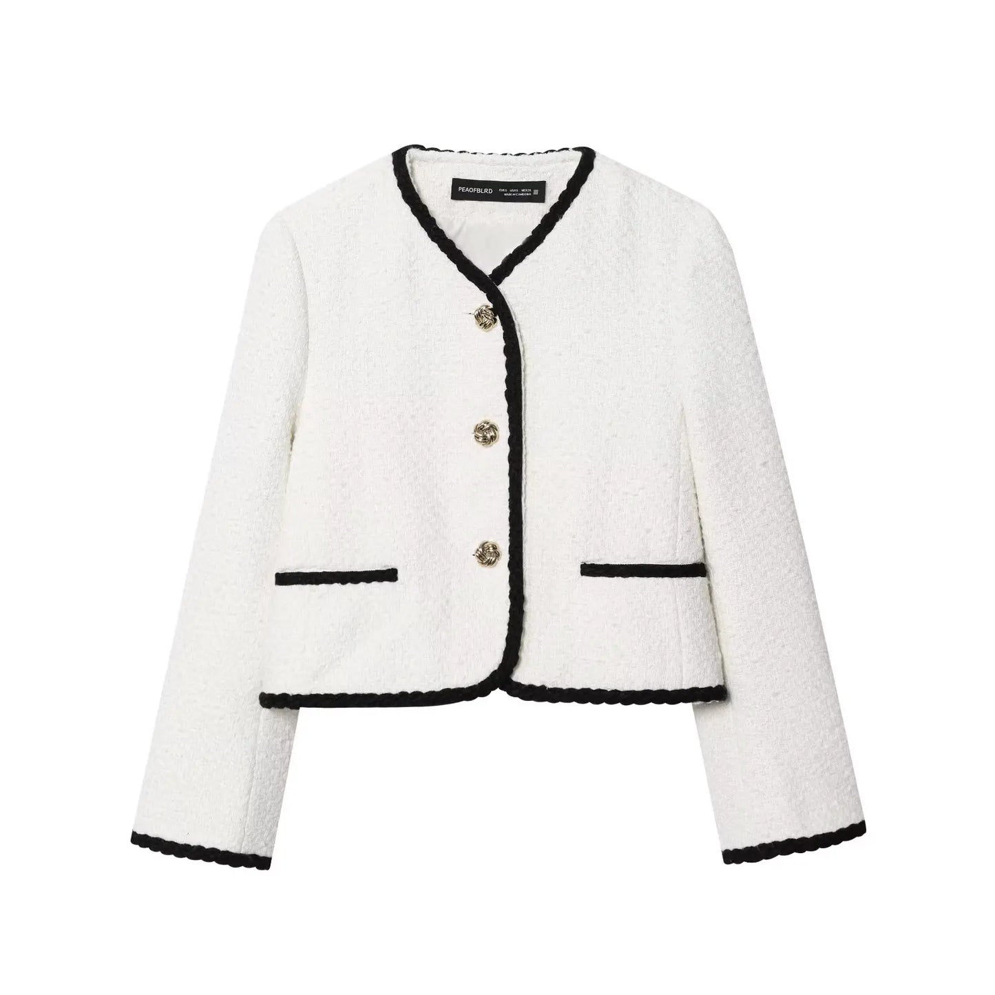 TRAF Velvet Coat With Metal Button Loop And Border Detail