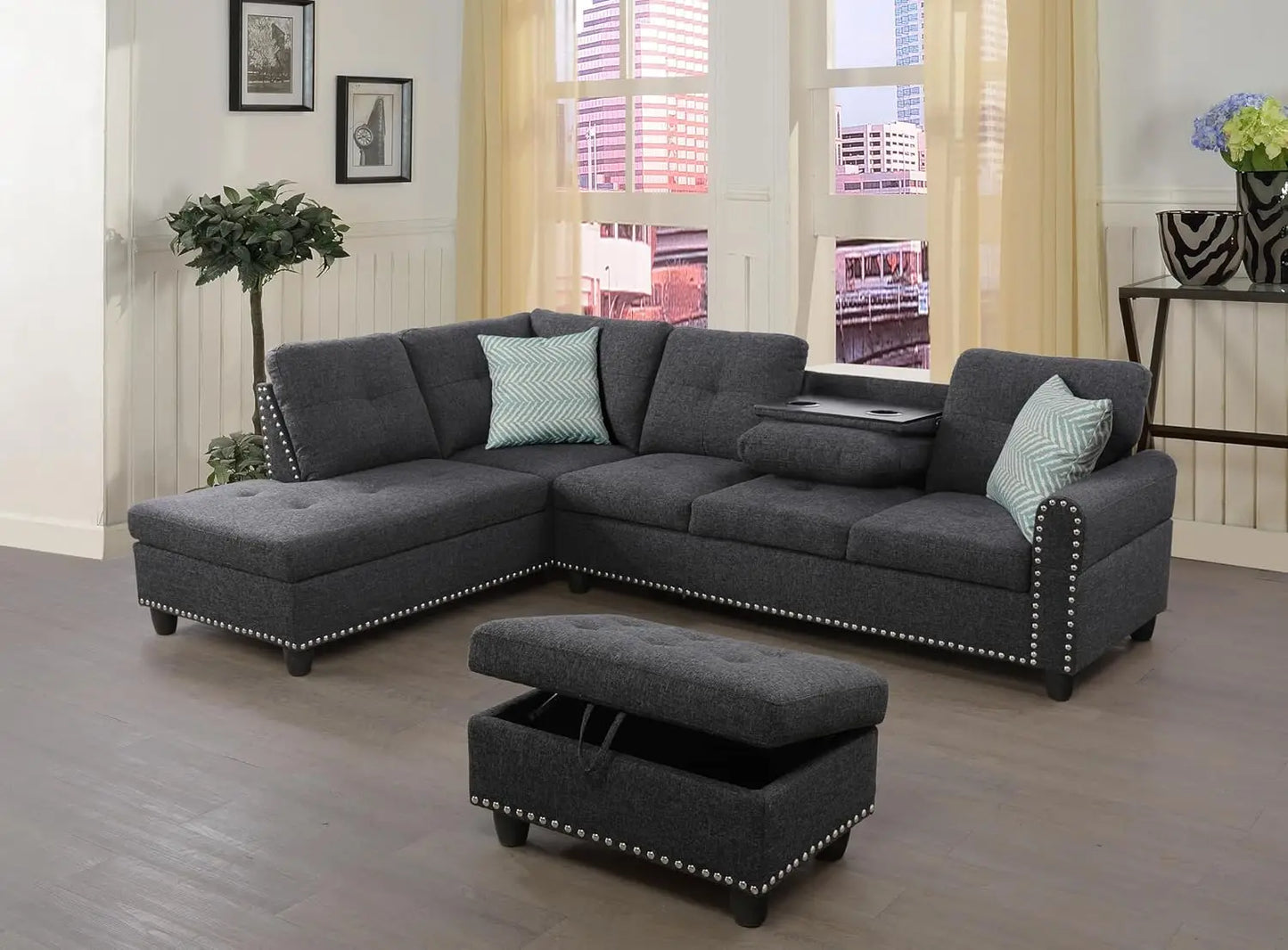 ZHUXIANG L Shape Sectional Sofa Couch Modern Living Set