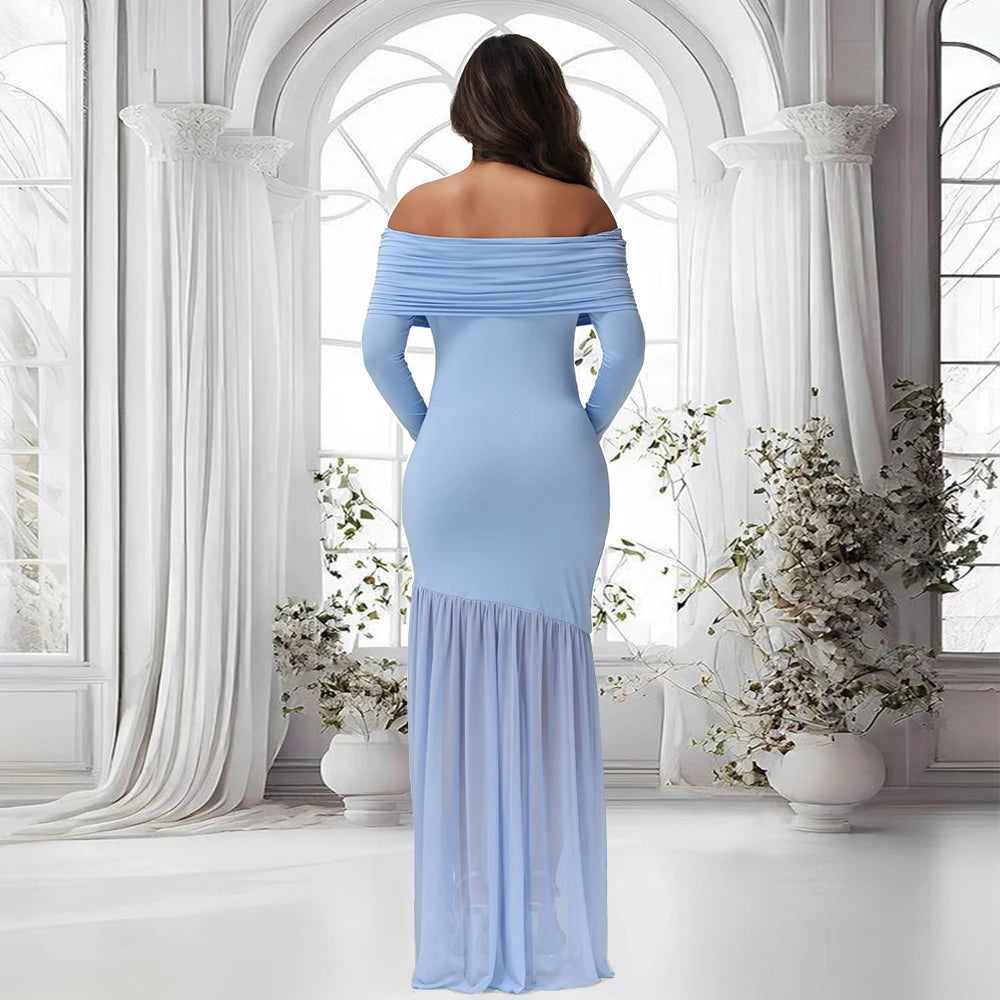 CN Guangdong Maternity Photoshoot Off Shoulder Evening Gown
