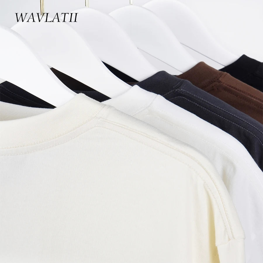 Wavlatii Oversized Summer T Shirts for Women and Men Brown Casual Korean Streetwear Tees Unisex Basic Solid Cool Tops