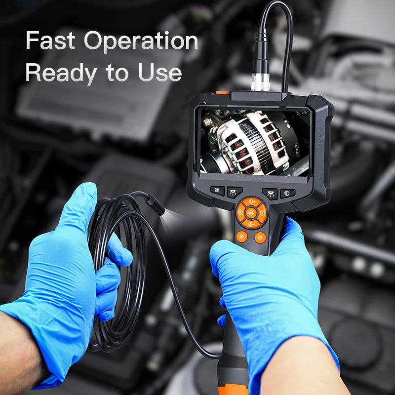 Industrial Endoscope Camera 4.3 Inch IPS Screen IP67 Waterproof HD 1080P 8mm Lens Pipe Sewer Inspection Borescope for Car