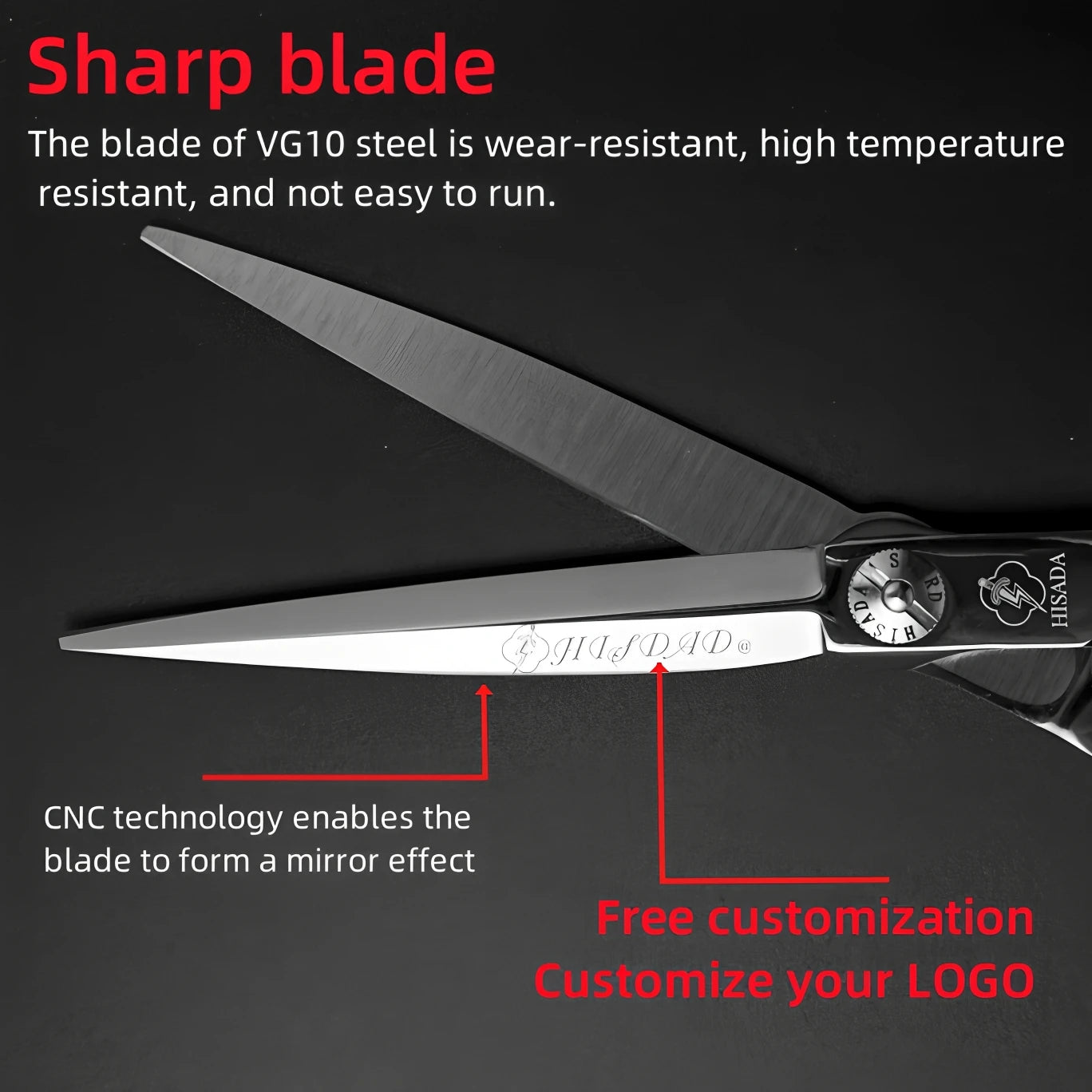 Hisada Professional Hairdressing Scissors 6 Inch VG10 Stainless Steel Cutting Scissors for Salon Use