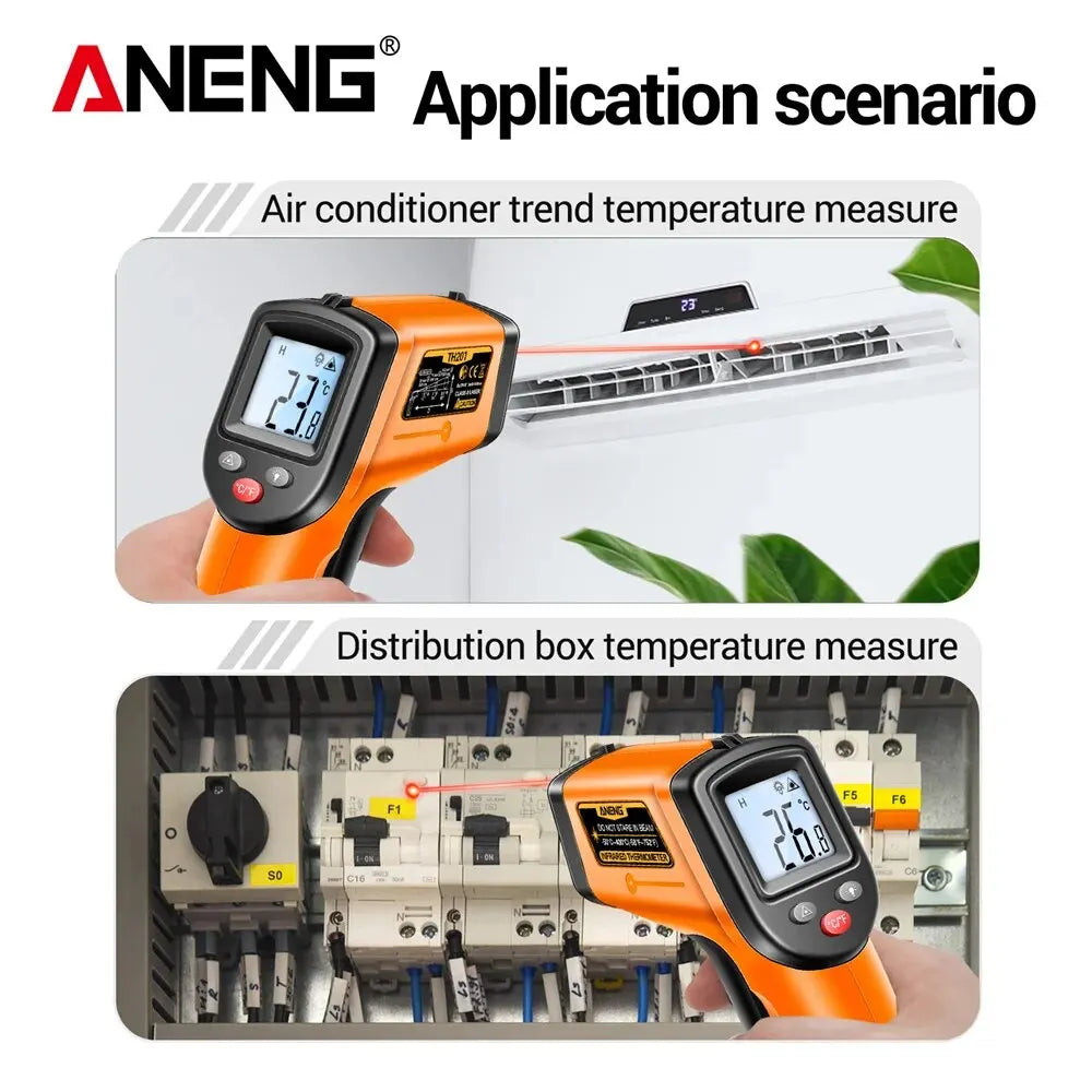 ANENG TH201 Digital Infrared Thermometer Non Contact Temperature Measuring Gun Hygrometer Highly Sensitive