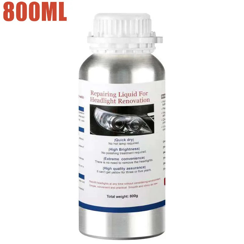 Car Headlight Polishing Kit 800ML Headlight Restoration Liquid Polymer Auto Headlamp Renovation Repair Clean Tool