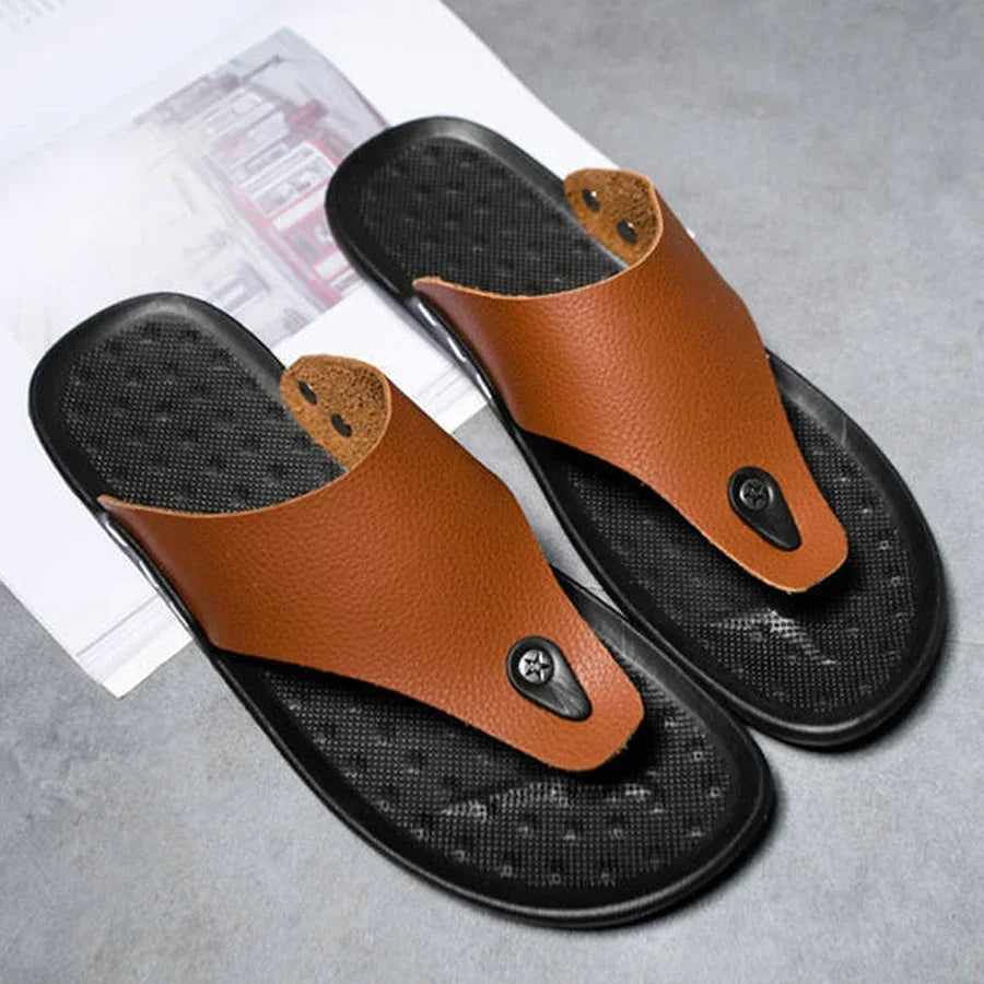 MaeDef 2024 Summer Men's Slippers Outdoor Beach Soft Comfortable Slip On High Quality Non Slip Flip Flops Travel Sandal