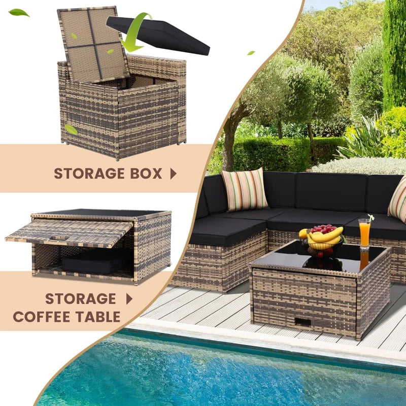 XMSJ 8 Piece Outdoor Wicker Rattan Patio Sectional Set