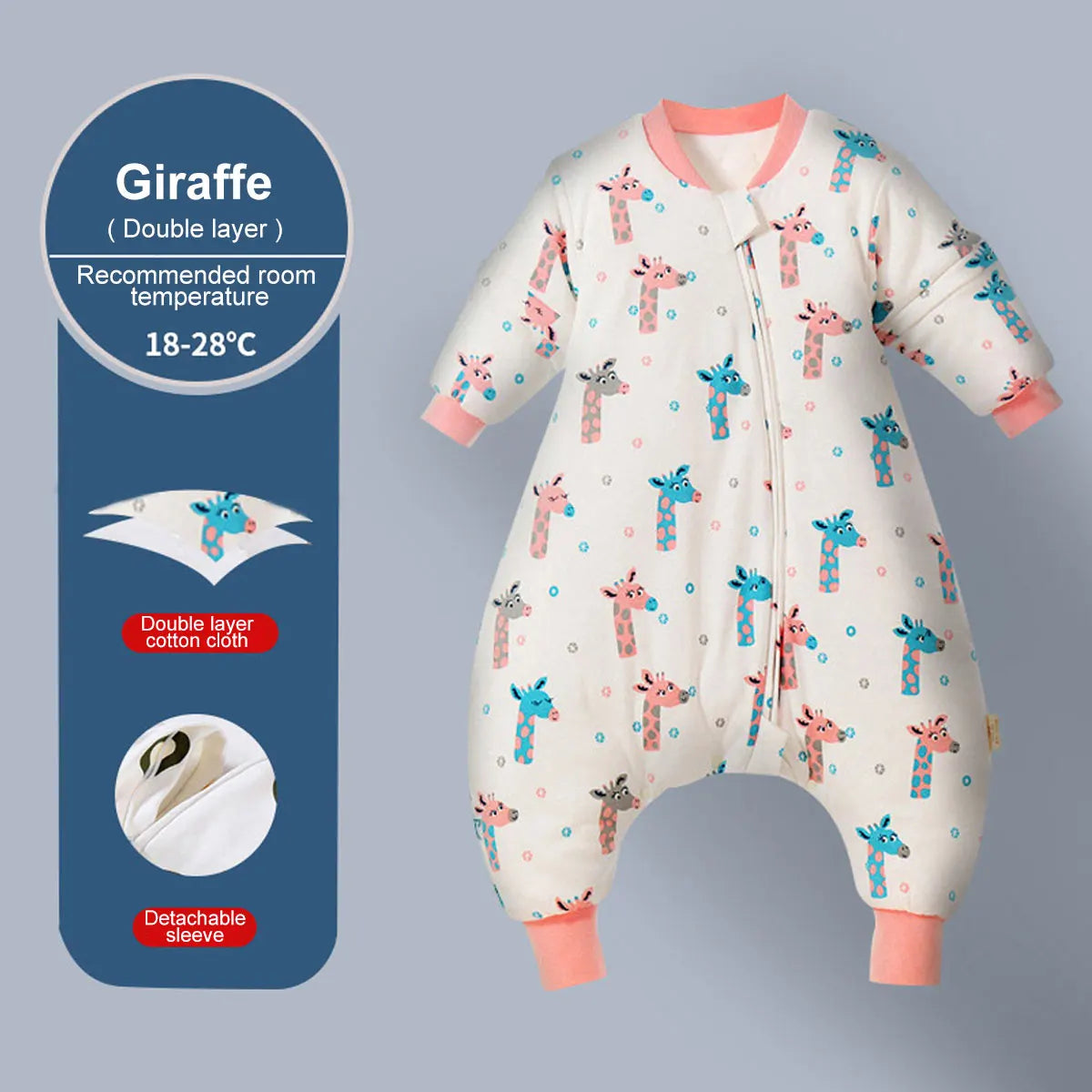 Baby Cartoon Split Legged Sleepsacks With Detachable Sleeves For Boys And Girls Children's Sleeping Bag Autumn And Winter Thickened Cotton