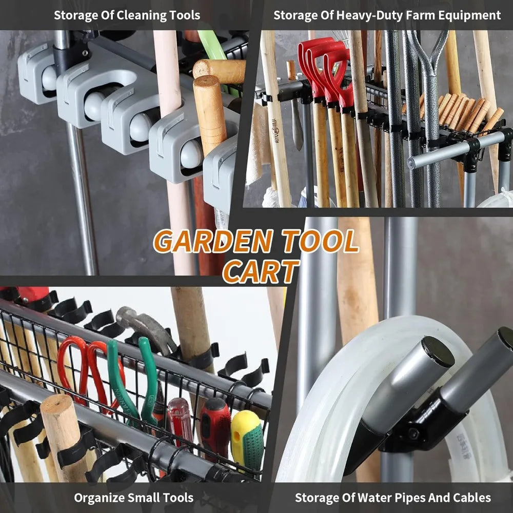Heavy Duty Garden Tool Organizer Garage Storage Holder Large Long Farming Tools Lawn Tool Metal Rack Shovel Rake Organizer
