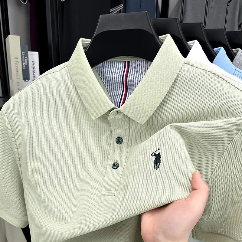 High End Brand Pure Cotton Short Sleeve Polo Shirt Men Summer Fashion Exquisite Pony Embroidery Comfort Business Casual T-Shirt