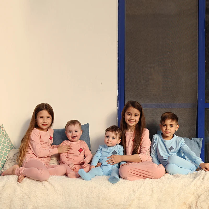 Barcali Modal Soft Family Matching Pajamas for Kids Boys Girls Baby Pink and Blue Spring Summer Casual Clothing