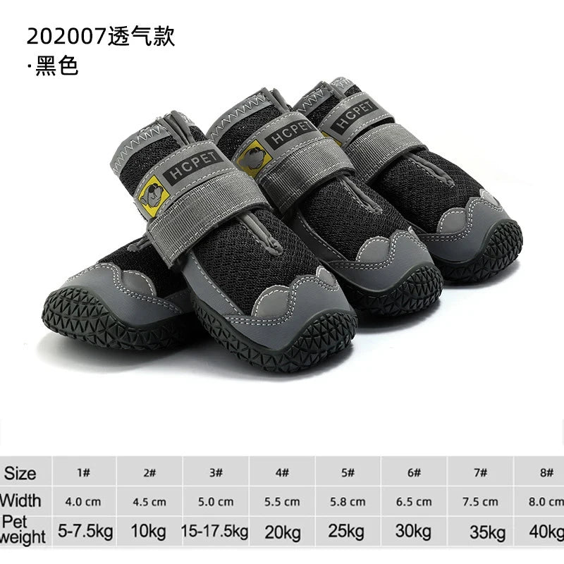 4Pcs Set Dog Shoes for Large Dogs Breathable Professional Outdoor Anti Slip Durable Pet Shoes with Rubber Sole for Hiking