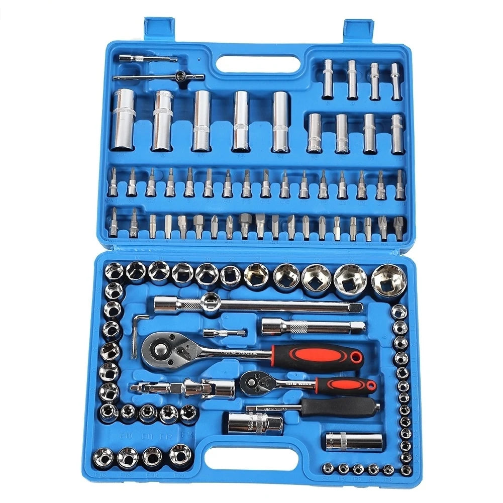 108Pcs Ratchet Wrench Socket Set 1/4 Inch 1/2 Inch CR40 Steel Tool Case Hand Tool Kit