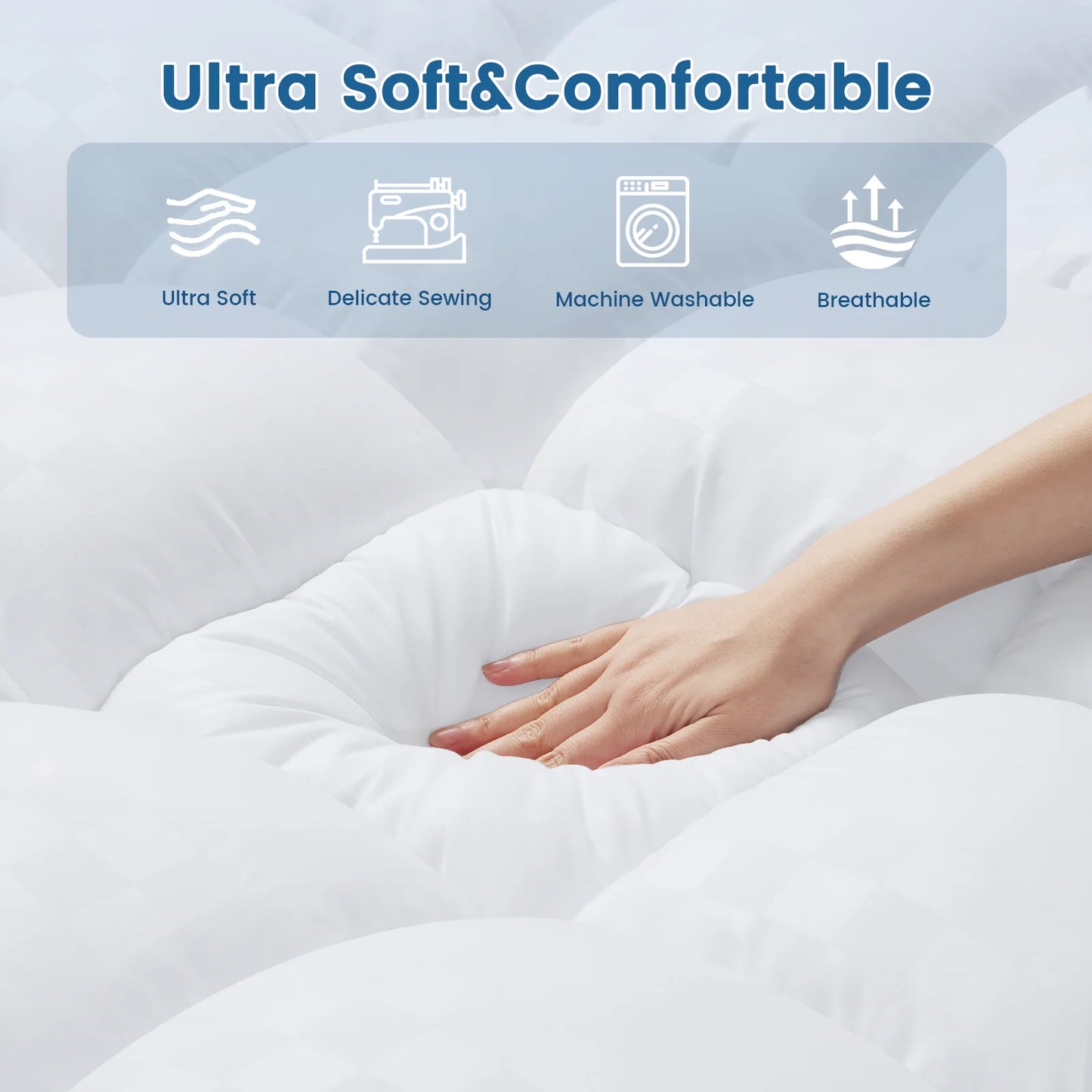 Extra Thick Mattress Pad Cover with 8 to 21 Inch Deep Pocket 100 Percent Polyester