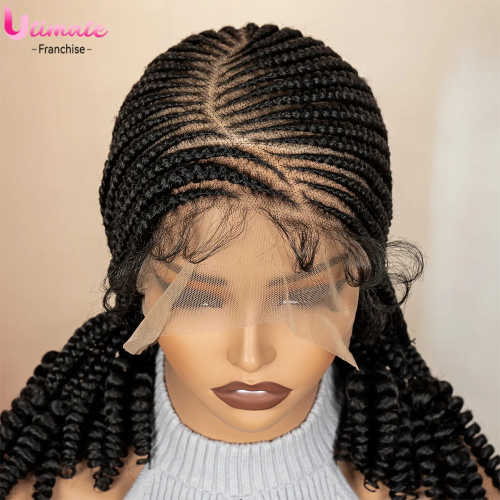 Synthetic Cornrow Braided Wigs for Women 14 Inch Full Lace Braids Wig Short Black Knotless Wig 2025 New Hairstyle