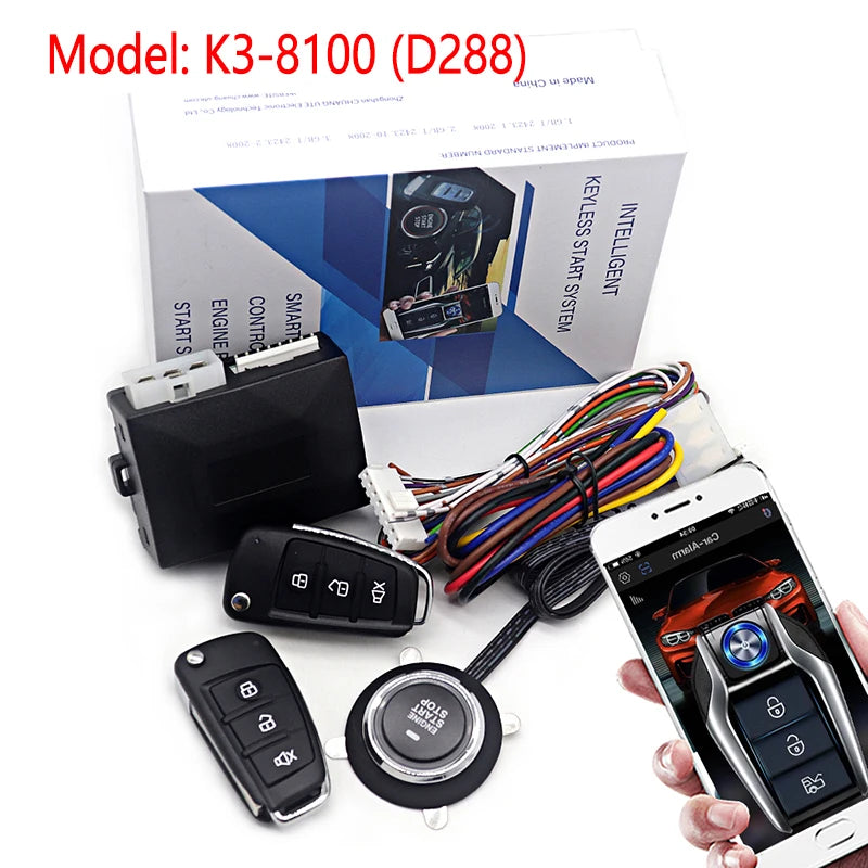 Universal Car Alarm Auto Start Stop System Remote Control Engine Ignition Keyless Push Start Kit
