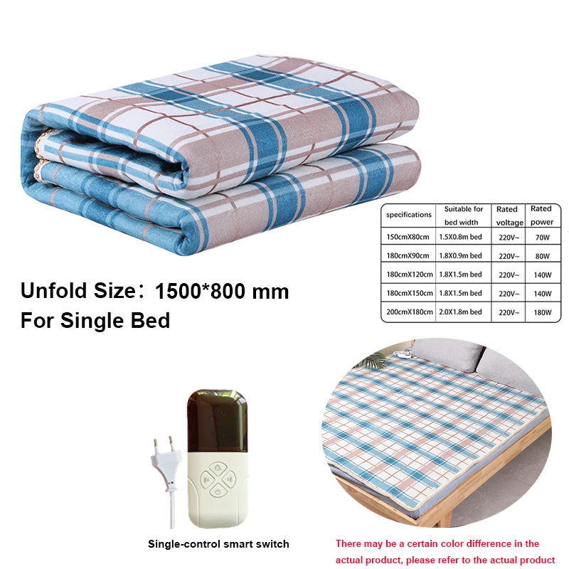 Electric Heating Flannel Blanket Automatic Thermostat Double Body Warmer Bed Mattress Electric Heated Carpets Mat Pad EU 220V