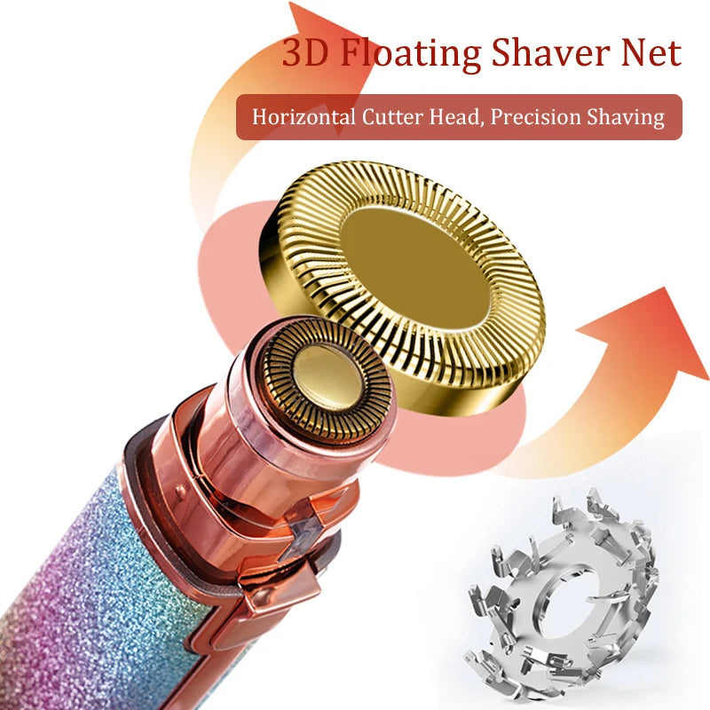 2 In 1 Rechargeable Epilator Electric Eyebrow Trimmer Female Body Facial Lipstick Shape Hair Removal Mini Painless Razor Shaver