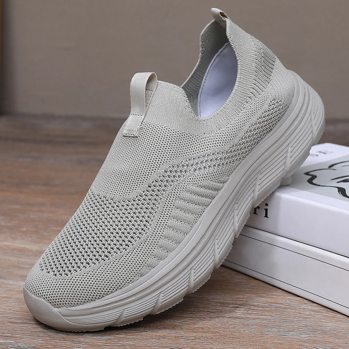 SNORW Mens Walking Shoes Lightweight Breathable Mesh Slip On