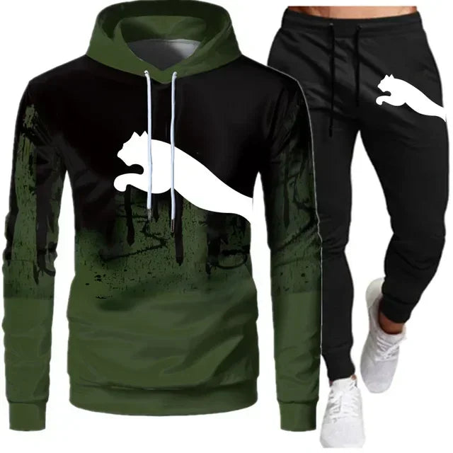 2024 Men and Women Fashion Casual Trend Sweater Set Outdoor Sports Printing Pattern Two-Piece Set Size S to 3XL