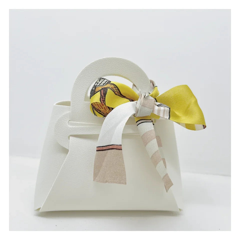 10 Pieces Pink Leather Wedding Favour Bags Mini Handbags with Ribbon for Candy Packaging Party Decor