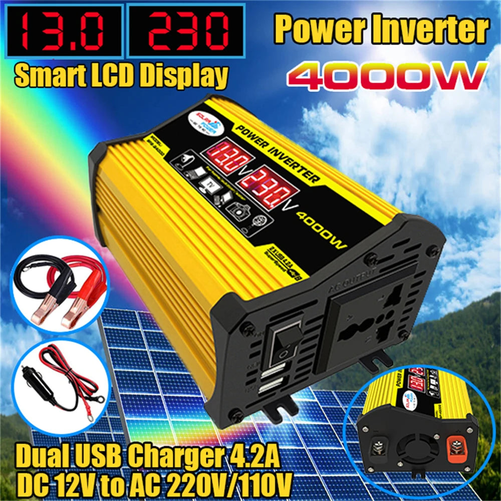 Portable Inverter Car Power Inverters DC 12 Volt To AC 110/220 Volt Transformer 4000W Modified Sine Wave Inverter USB Auto Inverters