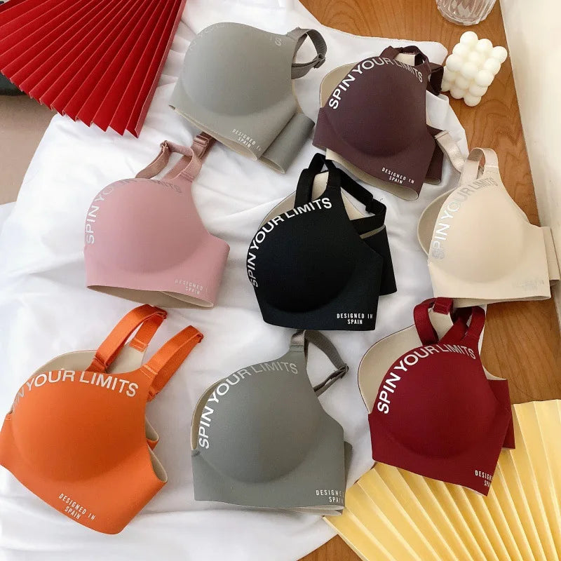 Summer Thin One Piece Seamless British Letter Bra No Wire Adjustable Underwear for Women