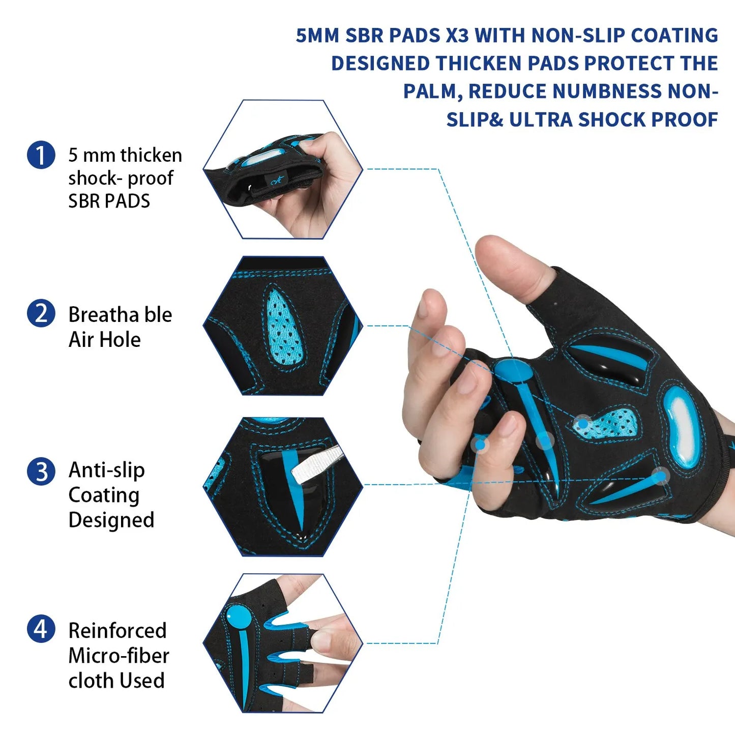 Moreok Cycling Gloves Breathable Bicycle Gloves with 5mm Gel Pads Non Slip Mountain Bike Gloves for Men and Women