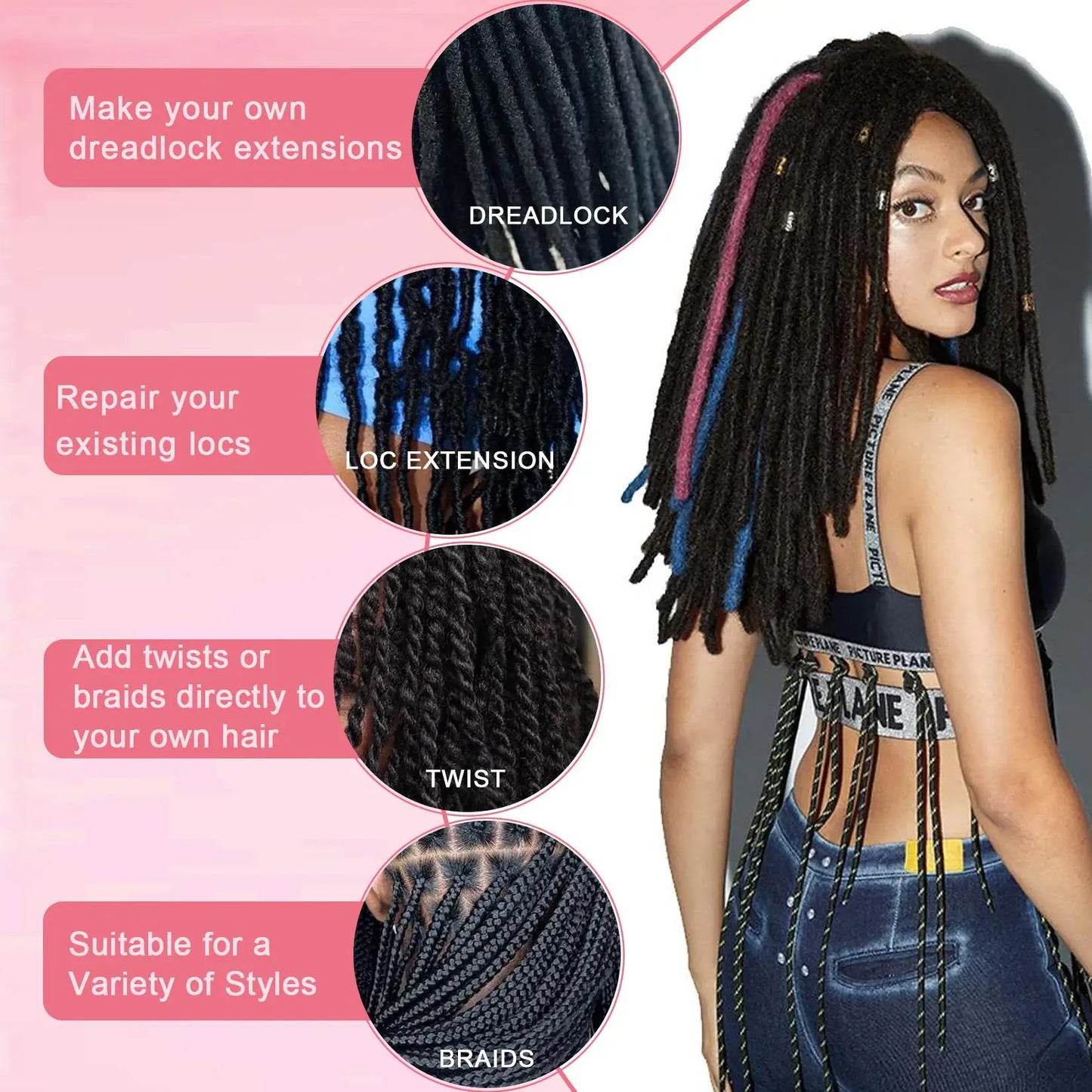 Afro Kinky Bulk Human Hair for Dreadlock Extensions and Braiding 2 Pack 100g Ginger Orange Color