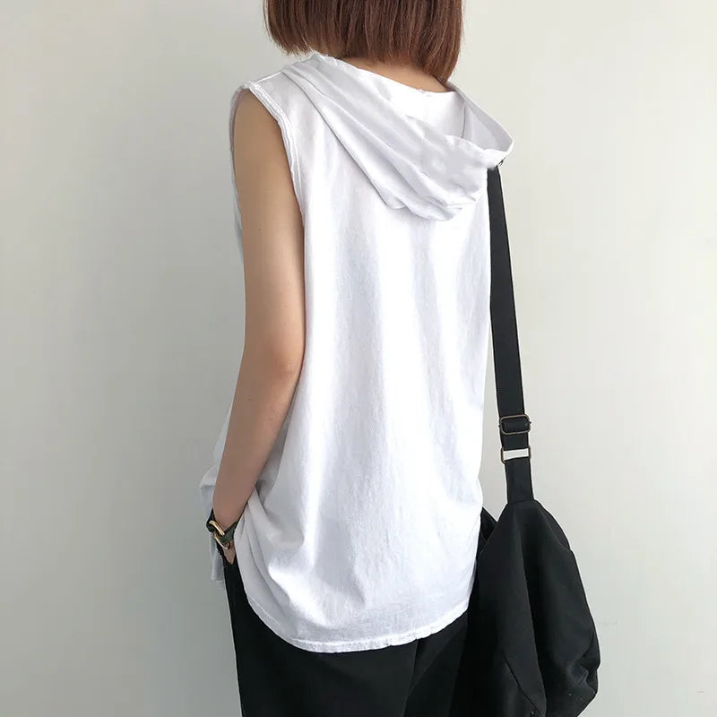 Solid Color 2023 Brand New Men's Tank Tops Vest Sleeveless Tees for Male Hooded Man Vests Tops Hip Hop Men Tank Top T Shirt