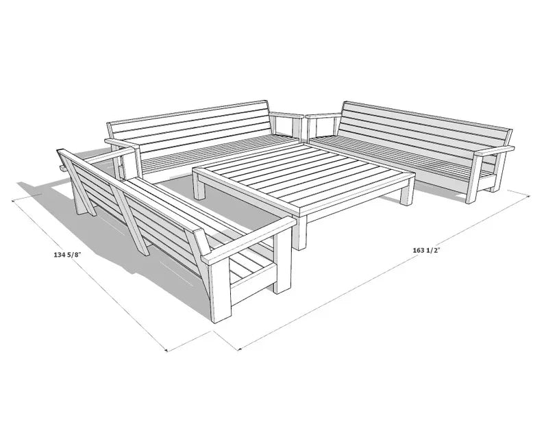 DIY Patio Bench and Table Plan Set Outdoor Sectional Seating Plans Ergonomic Patio Furniture Beginner Woodworking Project