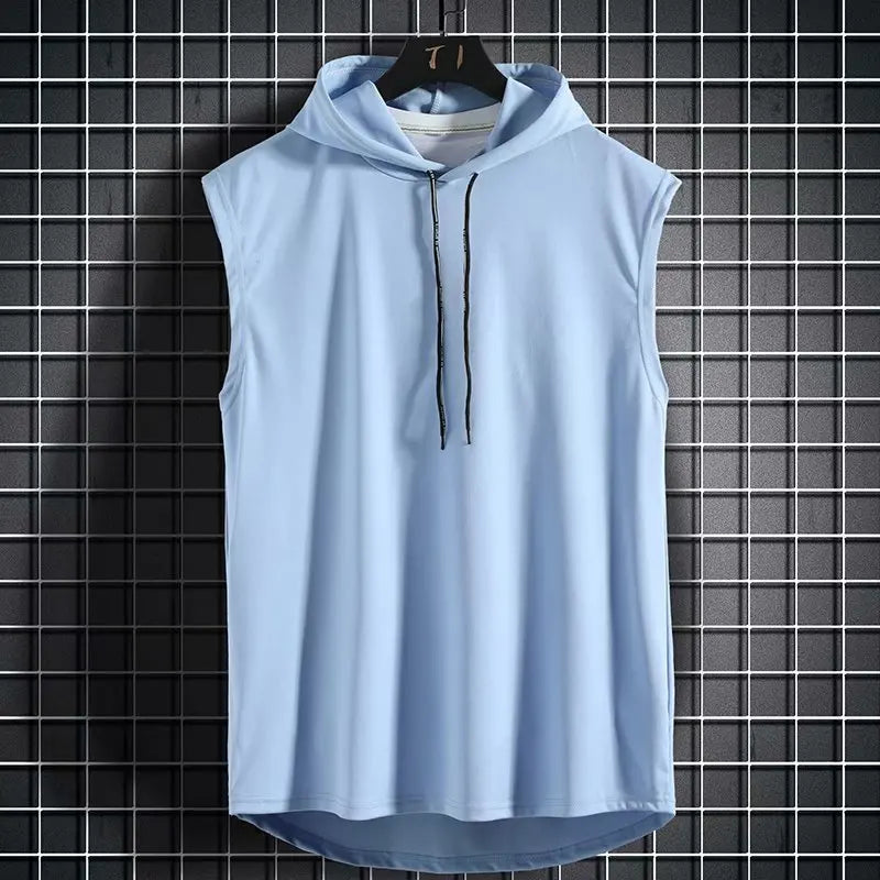 Solid Color 2023 Brand New Men's Tank Tops Vest Sleeveless Tees for Male Hooded Man Vests Tops Hip Hop Men Tank Top T Shirt
