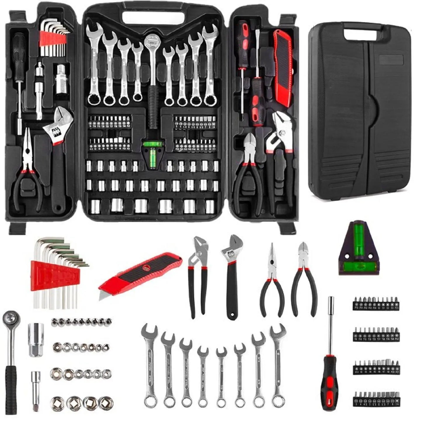 95PCS Mechanics Tool Set General Purpose Mixed Sockets and Wrenches Auto Repair Tool Kit with Plastic Storage Case