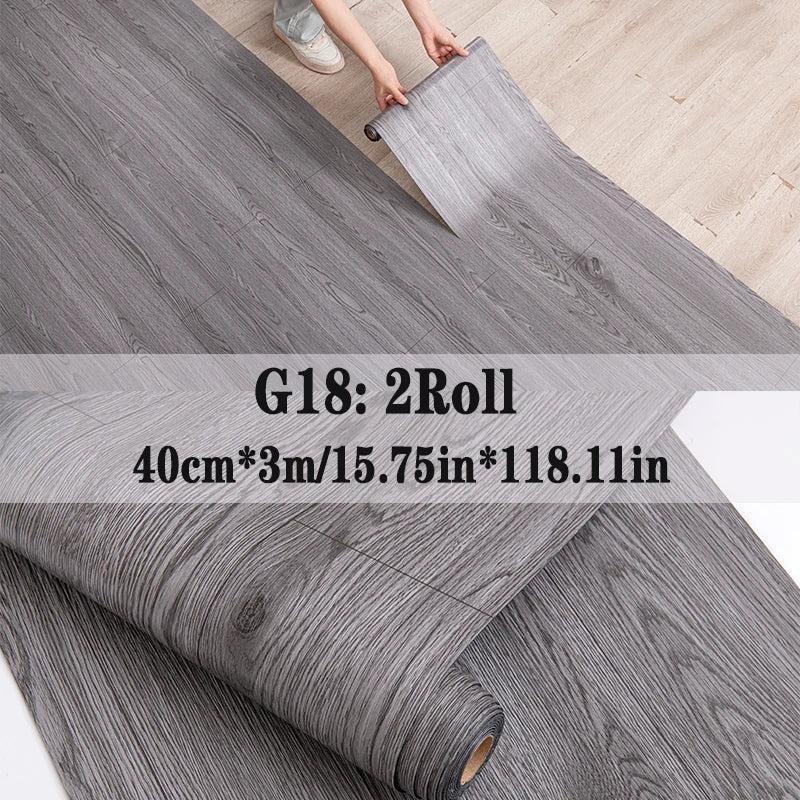 Peel and Stick Floor Tile，2 Roll Vinyl Flooring Roll 15.75"x 118.11"/25.8Sq.Ft Wood Grain Peel Stick Floor Tiles