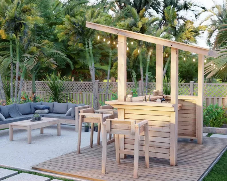DIY Outdoor Bar with Roof Cover Plan Backyard Bar Plans Patio Bar with Storage